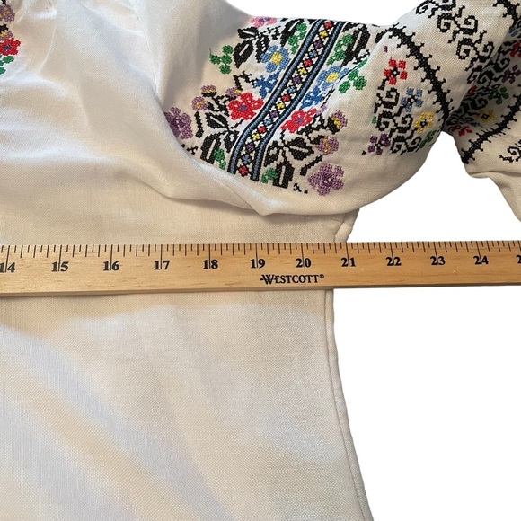 Ukrainian Embroidered Cross Stitch Folk Blouse-Size Medium/Large-Heavy Cotton - Picture 10 of 12